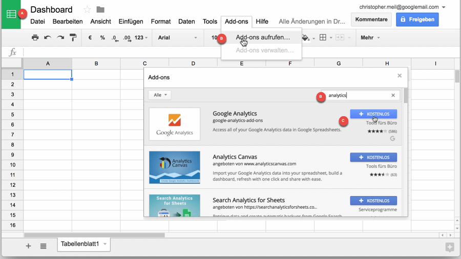 Analytics-Addon installieren